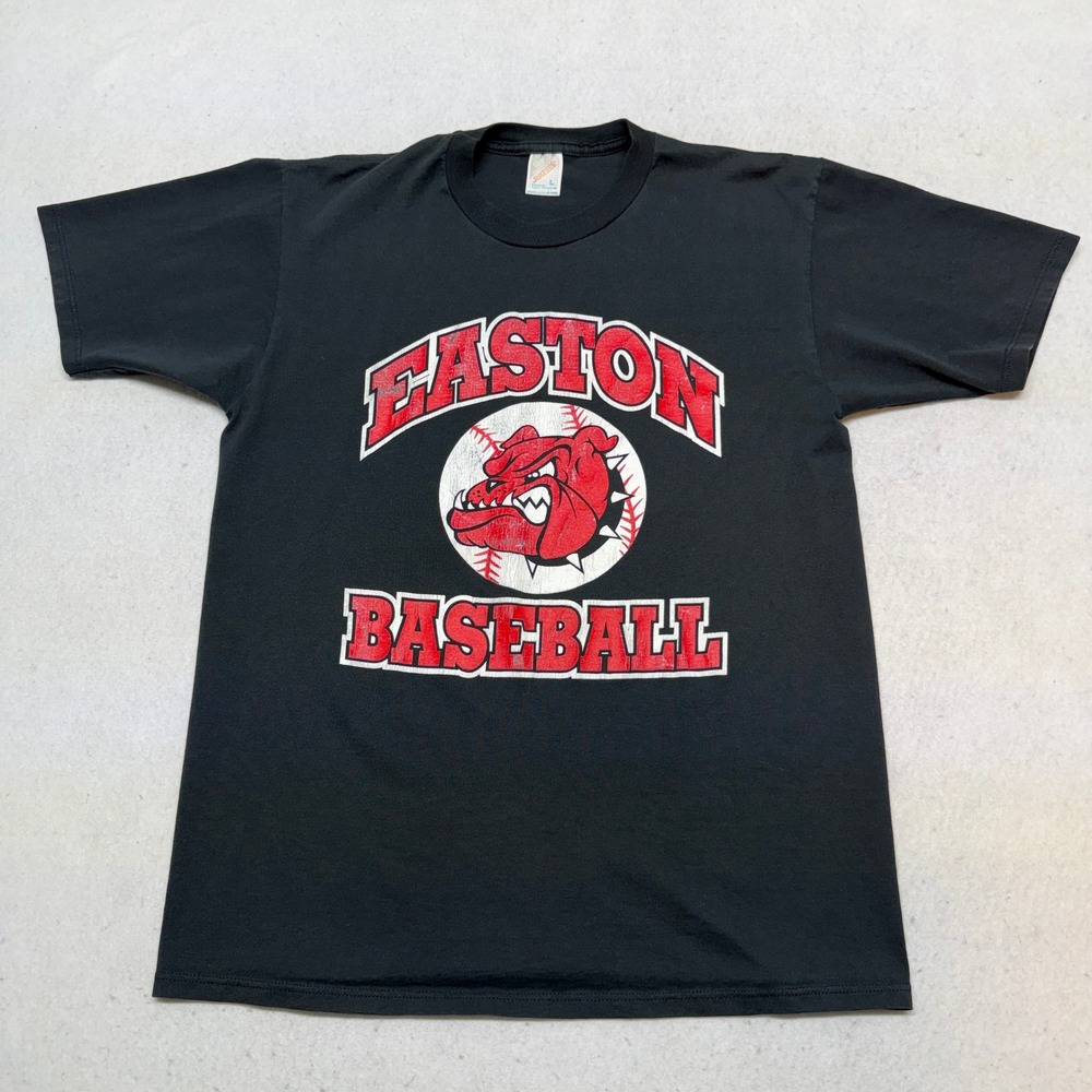Vintage Easton Baseball Bulldog Graphic T-Shirt 90s Jerzees Black Mens Large